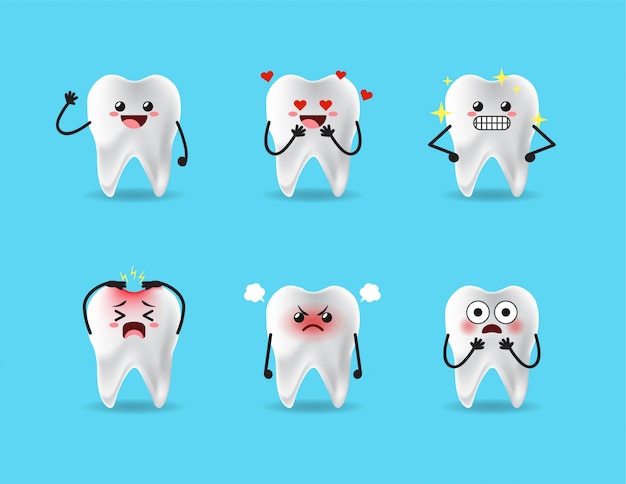 Vecteur ensemble de conception d'expression de dents mignonnes