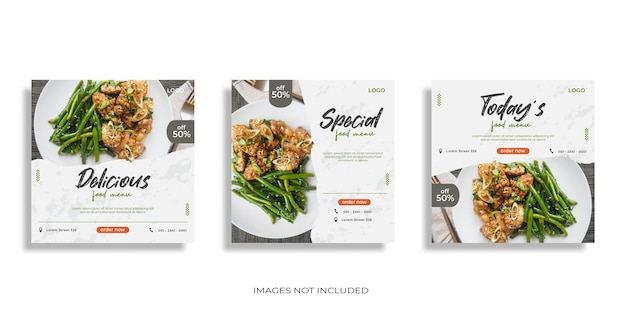 Vecteur ensemble de conception de flyer de menu alimentaire moderne pour le modèle de médias sociaux