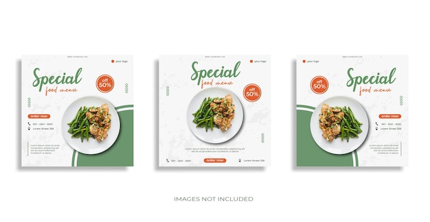 Vecteur ensemble de conception de flyer de menu alimentaire moderne pour le modèle de médias sociaux