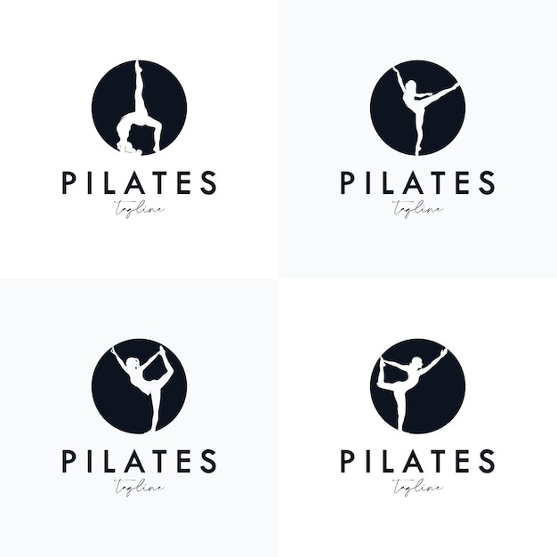 Ensemble De Conception D'identité De Logo De Yoga De Pilates