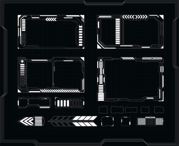 Ensemble de conception d'interface utilisateur futuriste Éléments Hitech cadre graphiques circulaires légendes titres cadre info boîte graphiques formes Éléments numériques pour objets de collection vectoriels UI UX VR futuristes