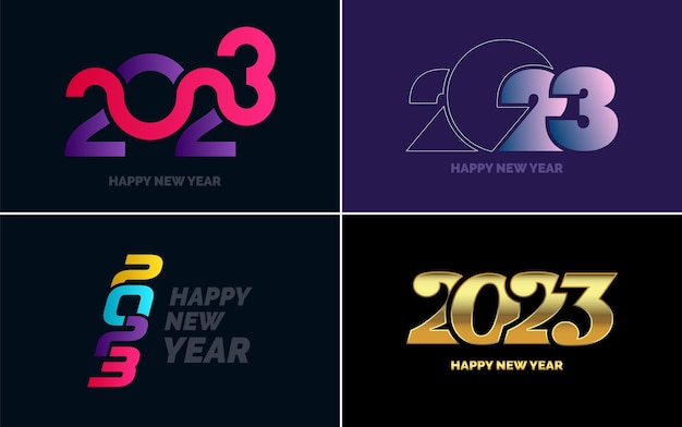 Ensemble de conception de logo 2023 Modèle de conception de nombre Happy New Year 2023 Décor de Noël 2023