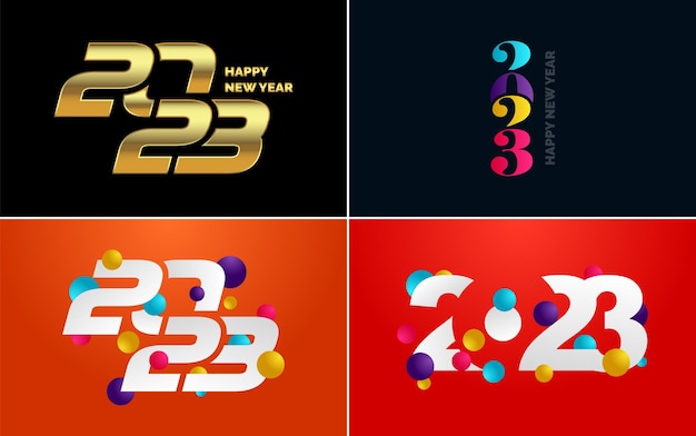 Ensemble de conception de logo 2023 Modèle de conception de nombre Happy New Year 2023 Décor de Noël 2023