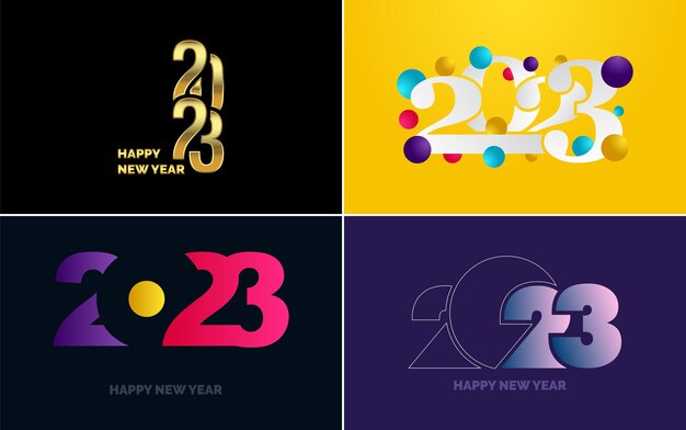 Ensemble de conception de logo 2023 Modèle de conception de nombre Happy New Year 2023 Décor de Noël 2023