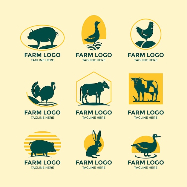 Ensemble De Conception De Logo D'animaux De Ferme