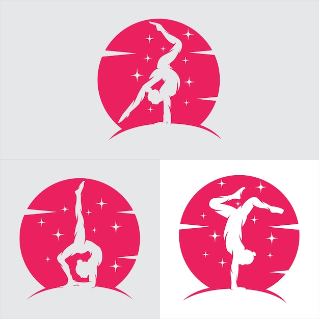 Vecteur ensemble de conception de logo de gymnastique