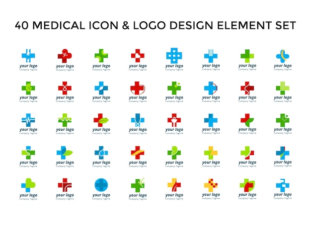 Ensemble De Conception De Logo Icon Médical