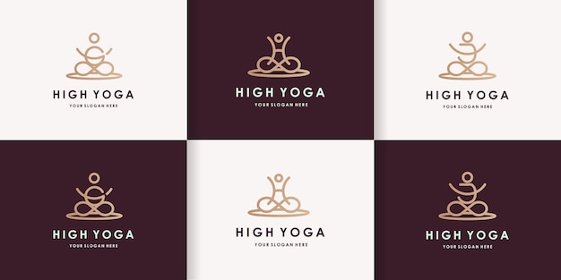 Ensemble De Conception De Logo De Yoga Avec La Lettre Ghj