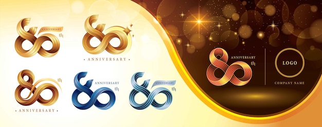 Ensemble De Conception De Logotype Du 80e Anniversaire Célébration Du Quatre-vingt Ans Logo Twist Infinity