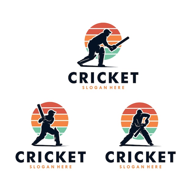 Ensemble de conception de modèle de logo de sport de cricket