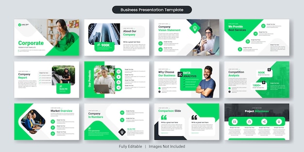 Ensemble de conception de modèles de diapositives de présentation PowerPoint d'entreprise créative