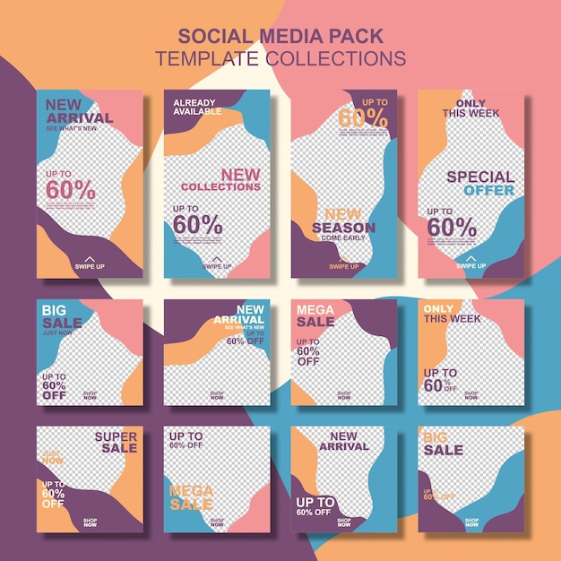 Ensemble De Conception De Modèles Modifiables à La Mode. Convient Pour Les Publications Sur Les Réseaux Sociaux, Les Histoires Ou La Publicité.