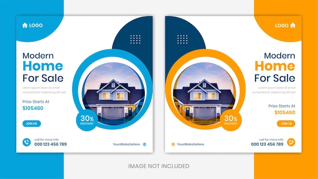 Ensemble De Conception De Publication De Médias Sociaux à Domicile Immobilier Avec Vecteur De Formes Organiques