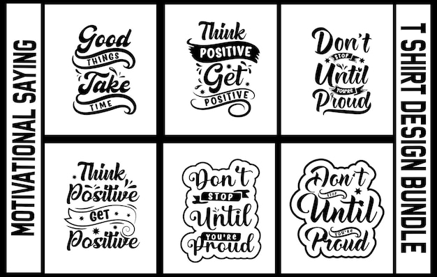 Ensemble de conception de t-shirt de motivation typographique