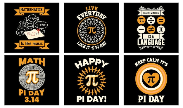 Ensemble de conception de t-shirts Pi Day. Tee-shirt Pi. Conception de T-shirt mathématique. Pi jour Graphismes Vectoriels