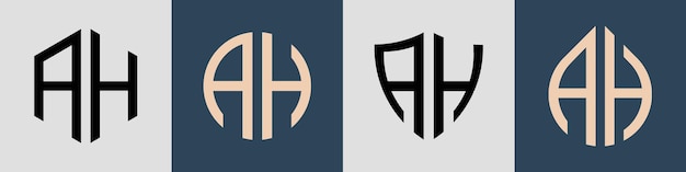 Ensemble de conceptions de logo AH de lettres initiales simples et créatives