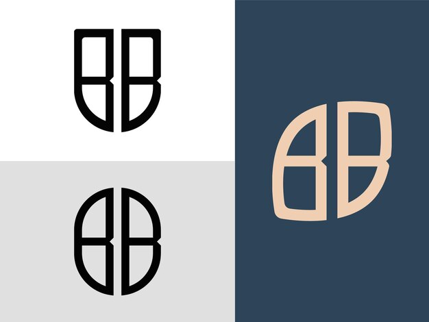 Vecteur ensemble de conceptions de logo bb avec lettres initiales créatives