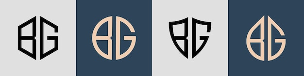 Vecteur ensemble de conceptions de logo bg initiales simples et créatives