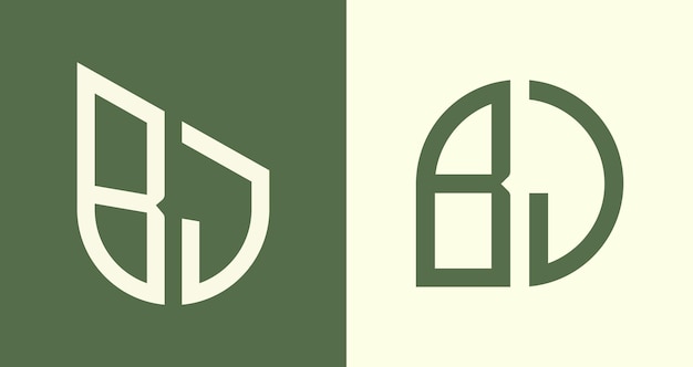 Ensemble de conceptions de logo BJ initiales simples et créatives