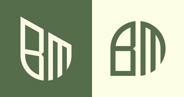 Ensemble de conceptions de logo BM de lettres initiales simples et créatives