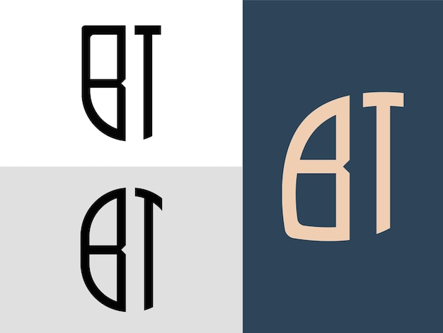 Ensemble de conceptions de logo BT avec lettres initiales créatives