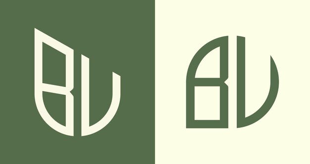 Ensemble de conceptions de logo BU de lettres initiales simples et créatives