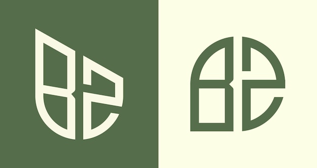Ensemble de conceptions de logo BZ initiales simples et créatives