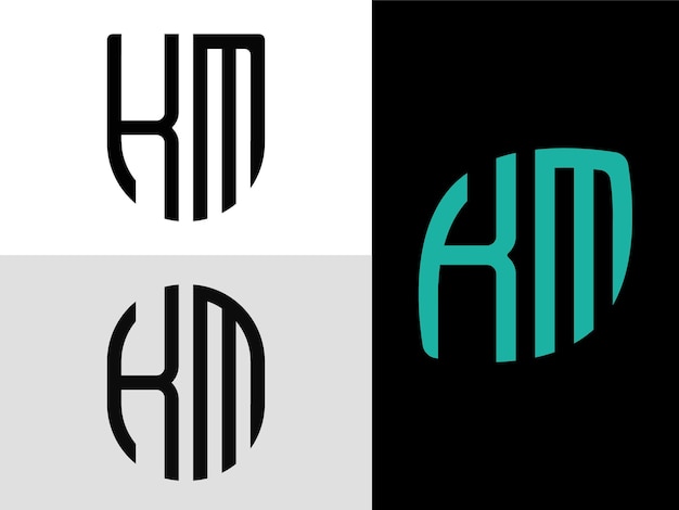 Vecteur ensemble de conceptions de logo creative initial letters km