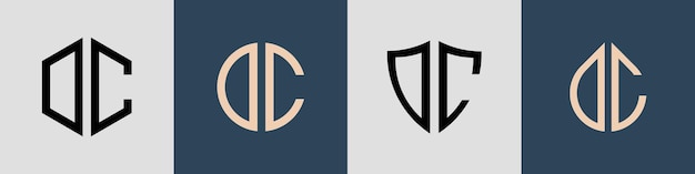 Ensemble de conceptions de logo DC de lettres initiales simples et créatives