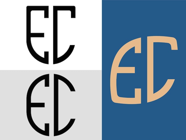 Ensemble de conceptions de logo EC de lettres initiales créatives