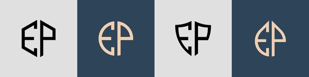Ensemble de conceptions de logo EP de lettres initiales simples et créatives