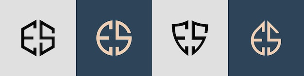 Ensemble de conceptions de logo ES de lettres initiales simples et créatives