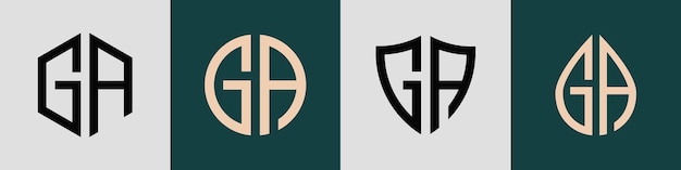 Ensemble de conceptions de logo GA de lettres initiales simples et créatives