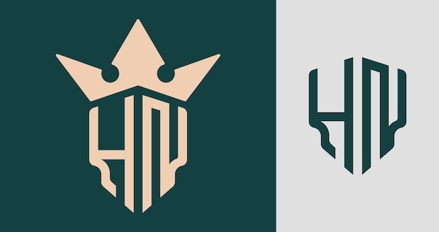Ensemble de conceptions de logo HN de lettres initiales simples et créatives