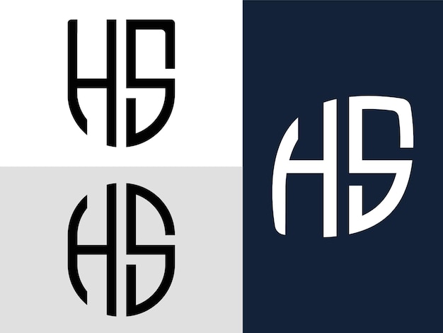 Ensemble De Conceptions De Logo Hs De Lettres Initiales Créatives