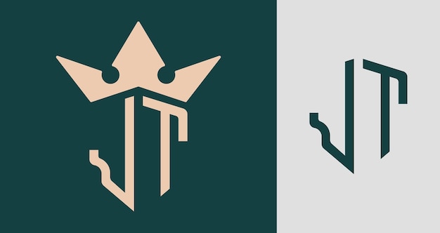 Ensemble de conceptions de logo JT initiales simples et créatives