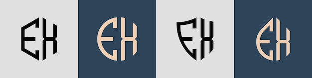 Ensemble de conceptions de logo ET de lettres initiales simples et créatives.