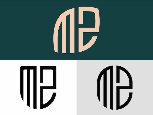 Ensemble de conceptions de logo MZ de lettres initiales créatives