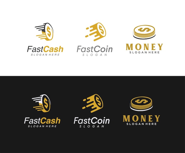 Vecteur ensemble de conceptions de logo de pièce rapide concept vecteur argent comptant numérique