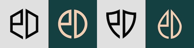 Ensemble de conceptions de logos PD de lettres initiales simples et créatives
