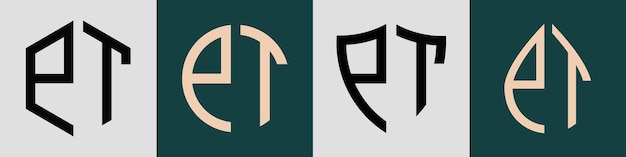 Ensemble de conceptions de logos PT de lettres initiales simples et créatives