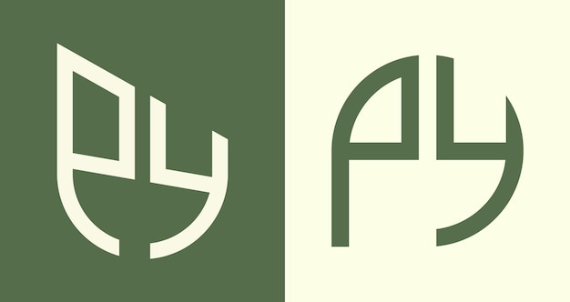 Ensemble de conceptions de logos PY de lettres initiales simples et créatives