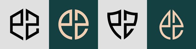 Ensemble de conceptions de logos PZ de lettres initiales simples et créatives