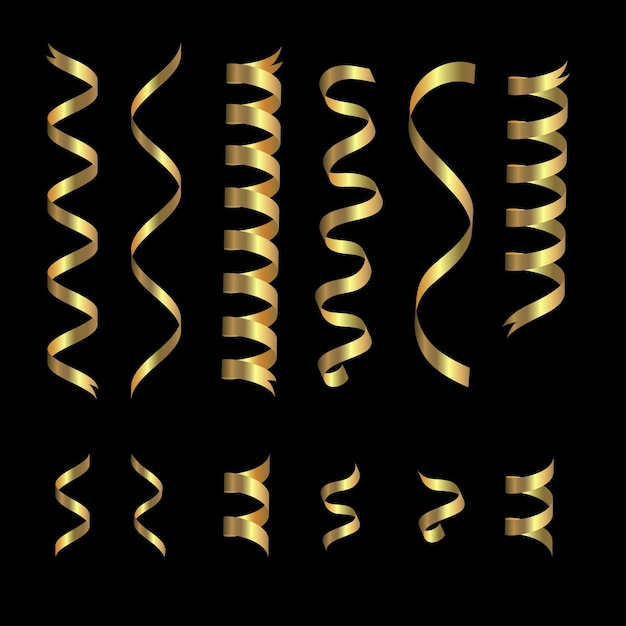 Vecteur ensemble de conceptions de rubans brillants d'or