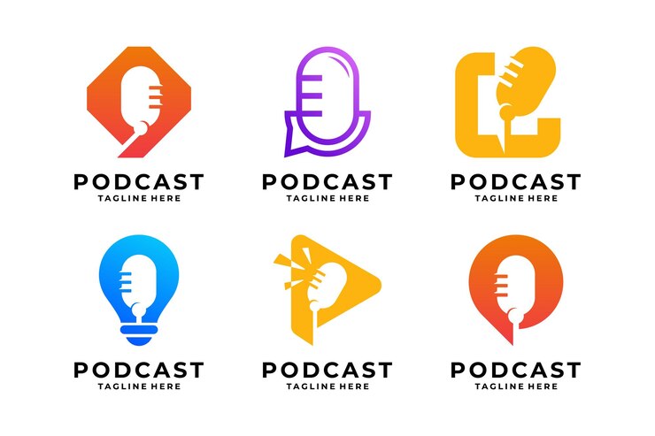 Vecteur ensemble de conceptions simples de logos de dialogues de podcasts