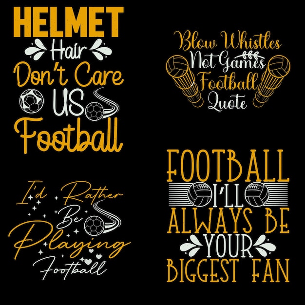 Ensemble De Conceptions De T-shirts De Football Typographiques