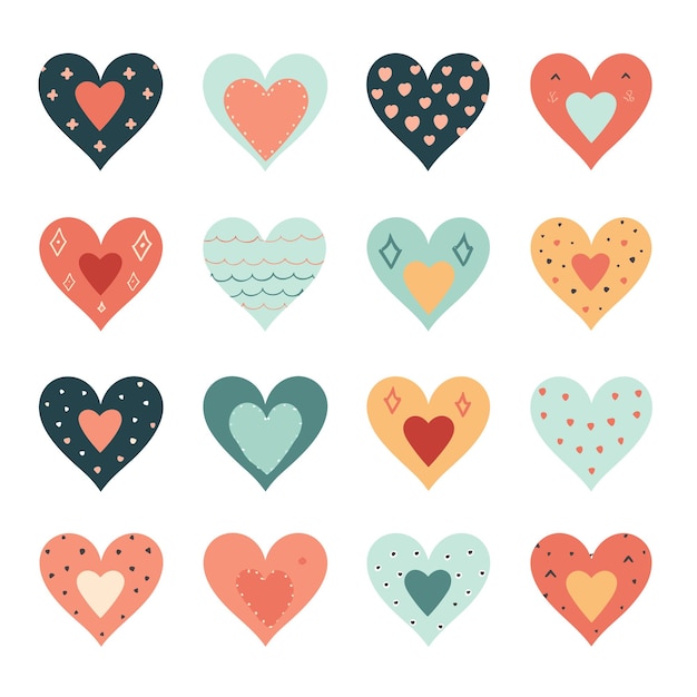 Ensemble de couleur pastel mignon coeur clipart