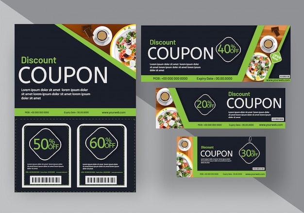 Ensemble De Coupon De Réduction Pour Le Café De Nourriture