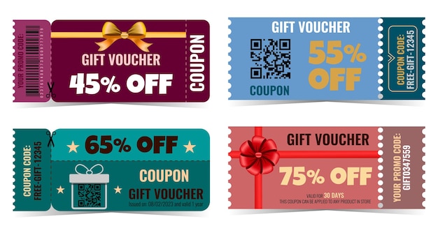 Vecteur un ensemble de coupons pour un bon cadeau.