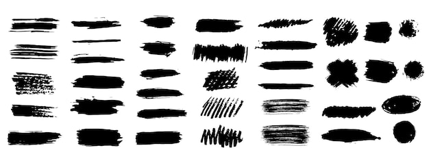 Un Ensemble De Coups De Pinceau Grunge à L'encre Noire Des Illustrateurs De Pinceaux Ont Défini Des Textures